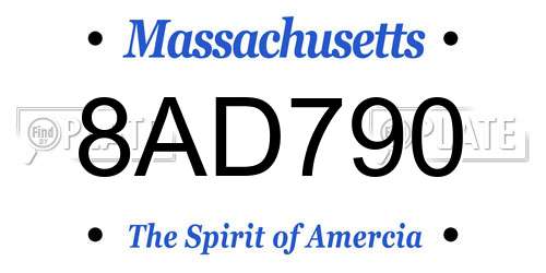 8AD790 Massachusetts License Plate