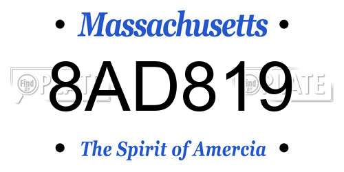 8AD819 Massachusetts License Plate