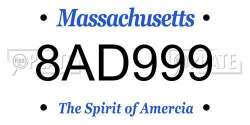 8AD999 Massachusetts License Plate