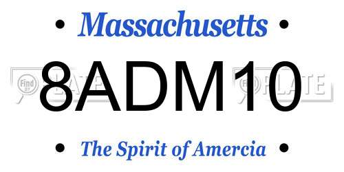8ADM10 Massachusetts License Plate