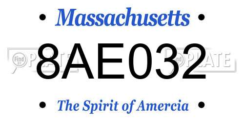 8AE032 Massachusetts License Plate