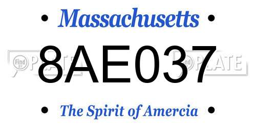8AE037 Massachusetts License Plate