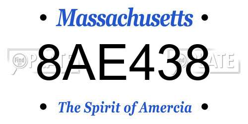 8AE438 Massachusetts License Plate
