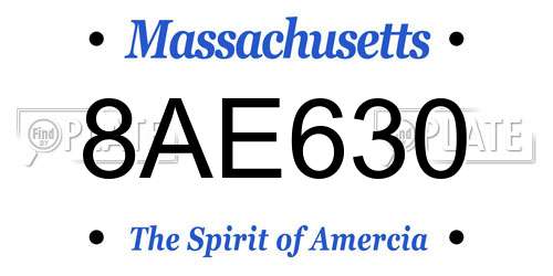 8AE630 Massachusetts License Plate