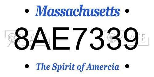 8AE7339 Massachusetts License Plate