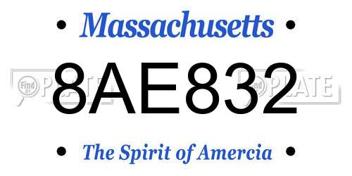 8AE832 Massachusetts License Plate