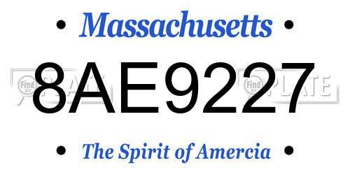 8AE9227 Massachusetts License Plate