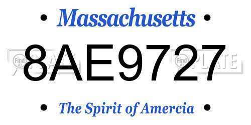 8AE9727 Massachusetts License Plate