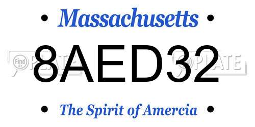 8AED32 Massachusetts License Plate