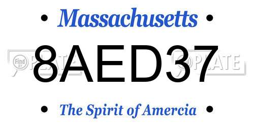 8AED37 Massachusetts License Plate