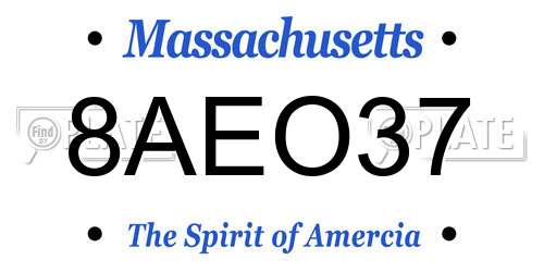 8AEO37 Massachusetts License Plate