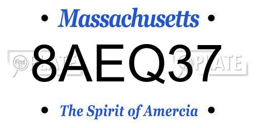 8AEQ37 Massachusetts License Plate