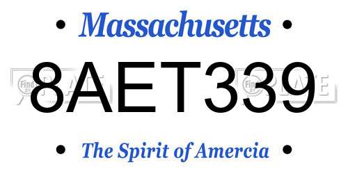 8AET339 Massachusetts License Plate