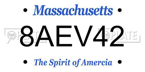 8AEV42 Massachusetts License Plate