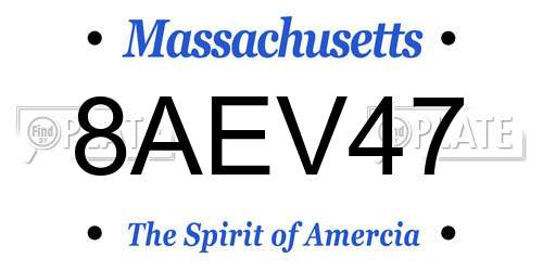 8AEV47 Massachusetts License Plate