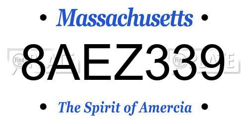 8AEZ339 Massachusetts License Plate