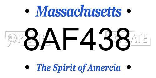 8AF438 Massachusetts License Plate