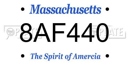 8AF440 Massachusetts License Plate
