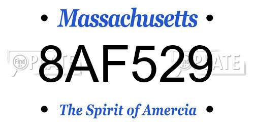 8AF529 Massachusetts License Plate