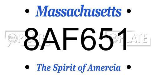 8AF651 Massachusetts License Plate