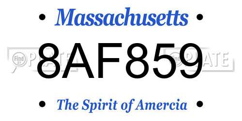 8AF859 Massachusetts License Plate