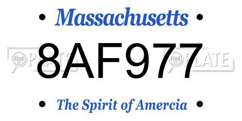 8AF977 Massachusetts License Plate