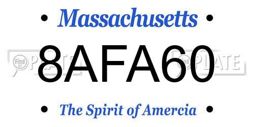 8AFA60 Massachusetts License Plate
