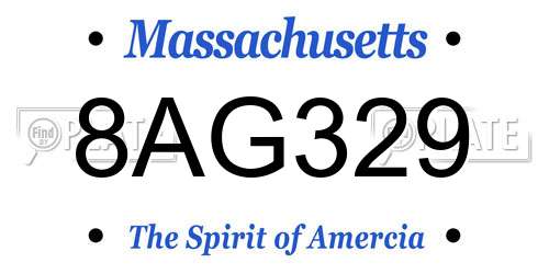 8AG329 Massachusetts License Plate
