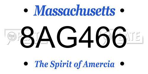 8AG466 Massachusetts License Plate