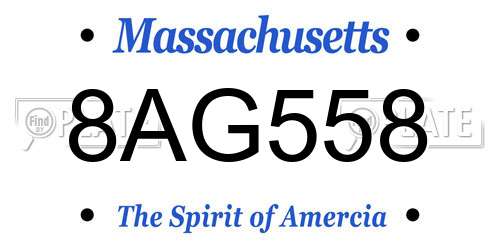 8AG558 Massachusetts License Plate