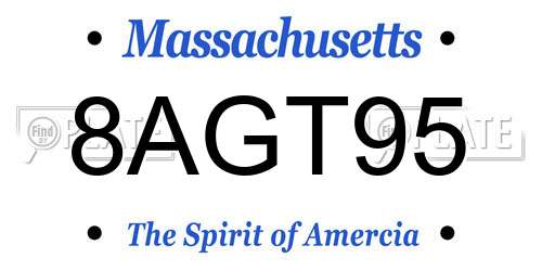 8AGT95 Massachusetts License Plate