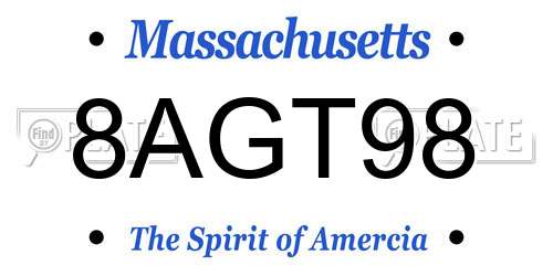8AGT98 Massachusetts License Plate