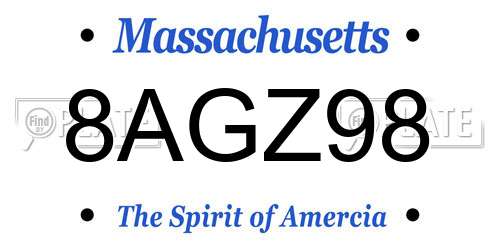 8AGZ98 Massachusetts License Plate