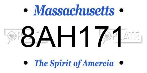 8AH171 Massachusetts License Plate