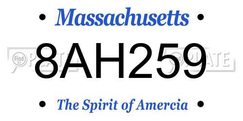 8AH259 Massachusetts License Plate