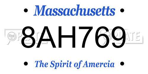 8AH769 Massachusetts License Plate