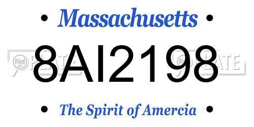 8AI2198 Massachusetts License Plate