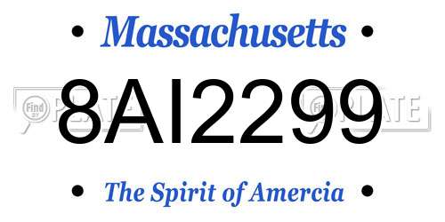 8AI2299 Massachusetts License Plate