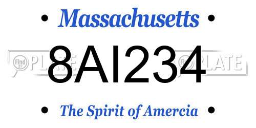 8AI234 Massachusetts License Plate