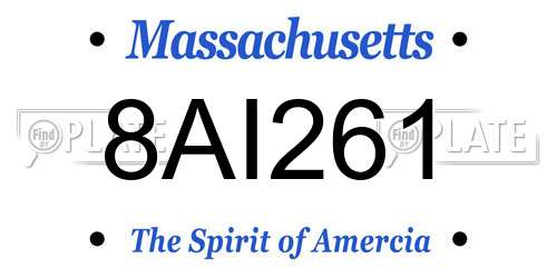 8AI261 Massachusetts License Plate