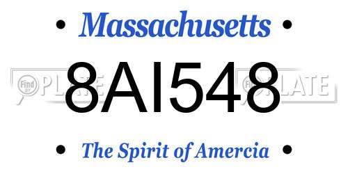 8AI548 Massachusetts License Plate