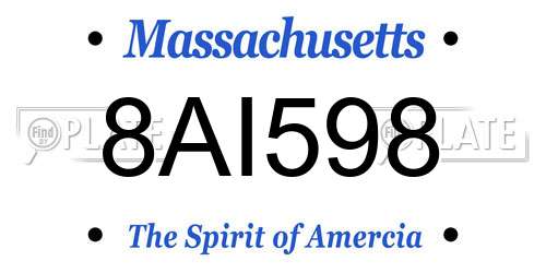 8AI598 Massachusetts License Plate