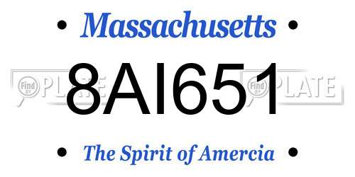 8AI651 Massachusetts License Plate