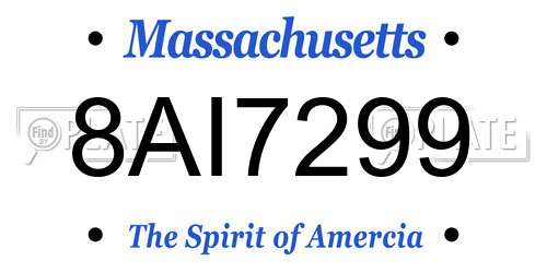 8AI7299 Massachusetts License Plate