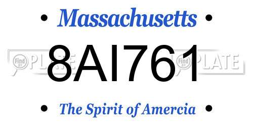 8AI761 Massachusetts License Plate