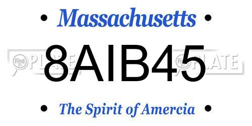 8AIB45 Massachusetts License Plate