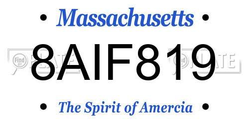 8AIF819 Massachusetts License Plate