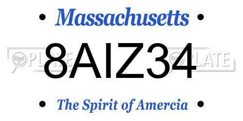 8AIZ34 Massachusetts License Plate