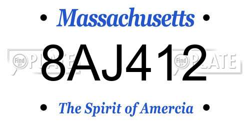 8AJ412 Massachusetts License Plate