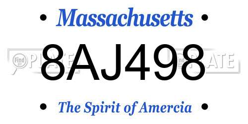 8AJ498 Massachusetts License Plate